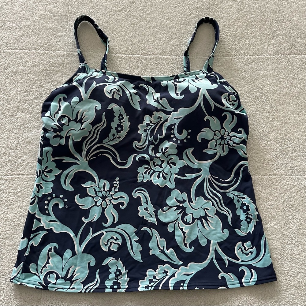 Lands’ End Floral Blue Tankini Swim Top 8